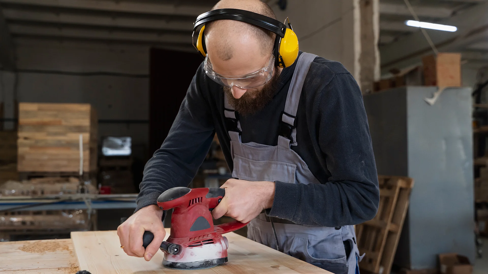 Man working in a mdf boards